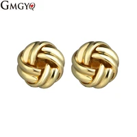 gmgyq non inlaid ear nail button knot gold stud earrings for women fashion minimalist jewelry small earrings accessoires
