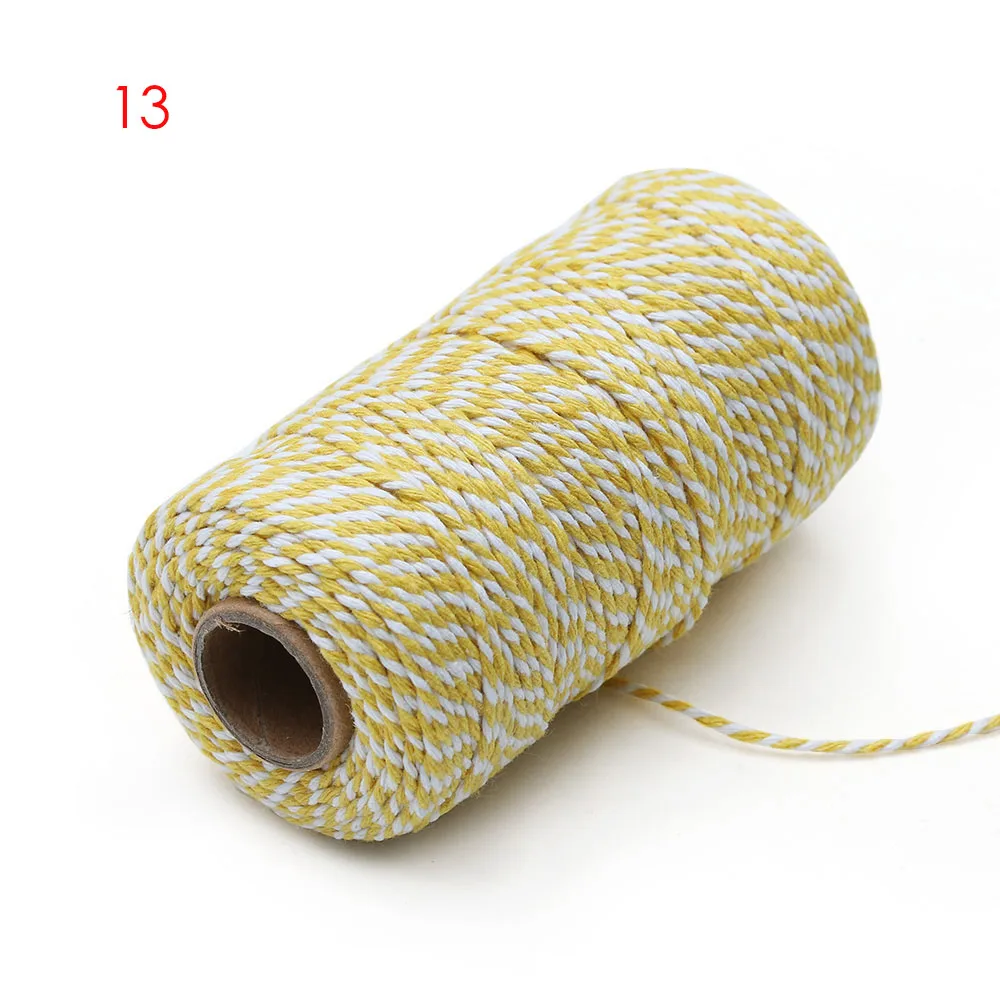 13 100 м/рулон 2ply Bakers Шпагат Веревка хлопок шнуры веревка для Рождественский подарок ручной работы упаковка DIY ремесленные проекты домашний декор - Цвет: 13