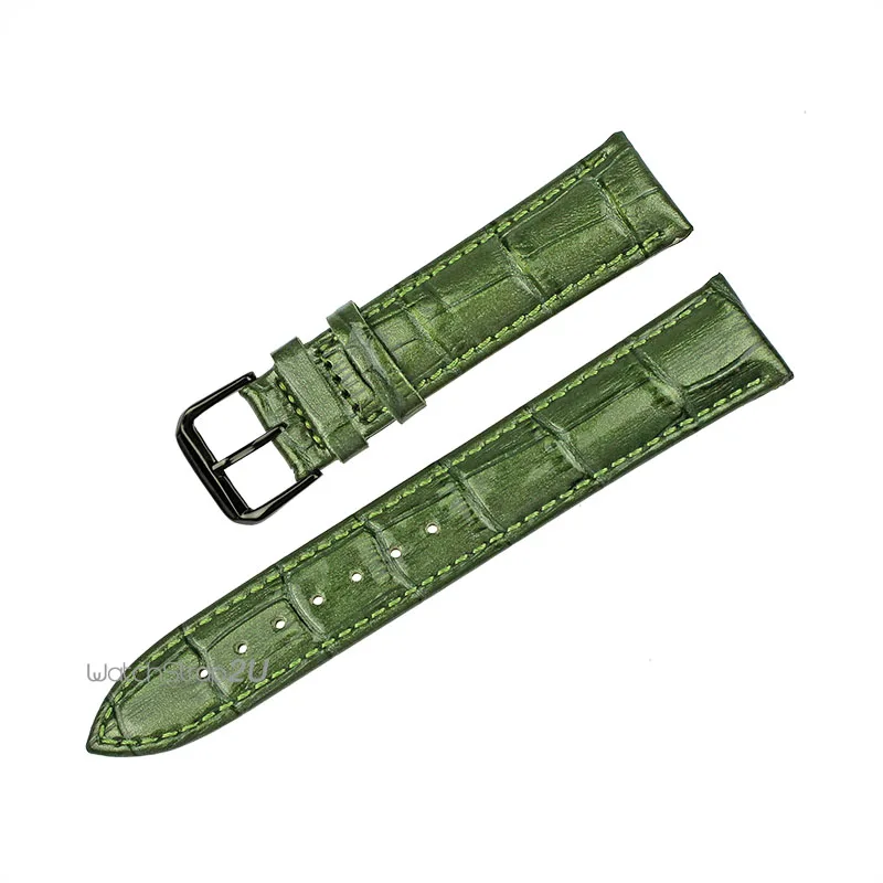 Блестящий бамбуковый узор кожаный черный ремень для часов штырь Пряжка ремешок 18