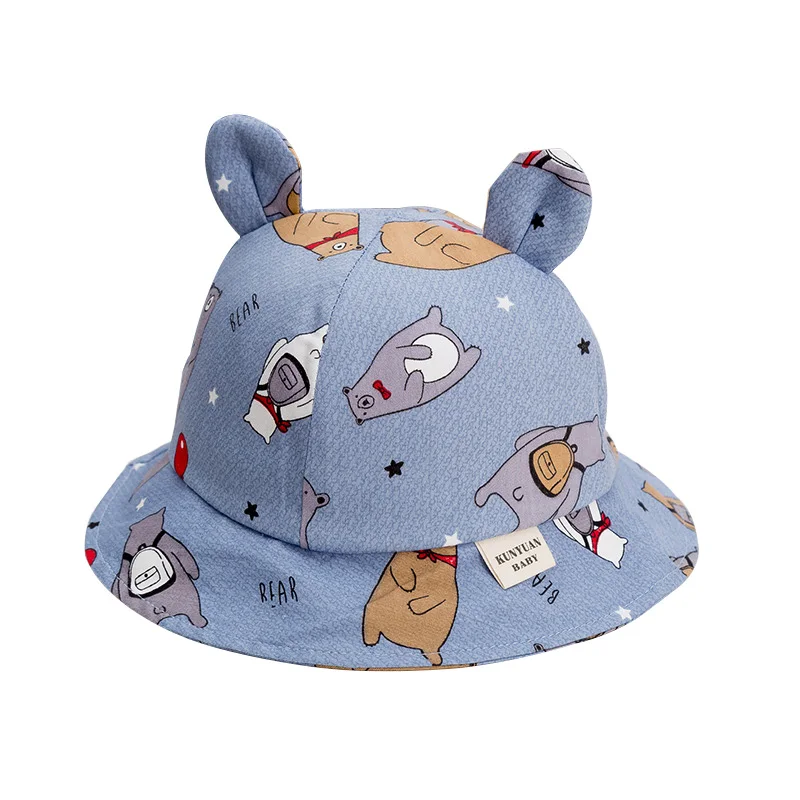 Blue baby hat Милая детская шапка для девочек; шапка с ушками для маленьких мальчиков; сезон весна-осень; Детская кепка; хлопковые детские шапки для малышей; Muts; 1 шт - Цвет: Blue baby hat