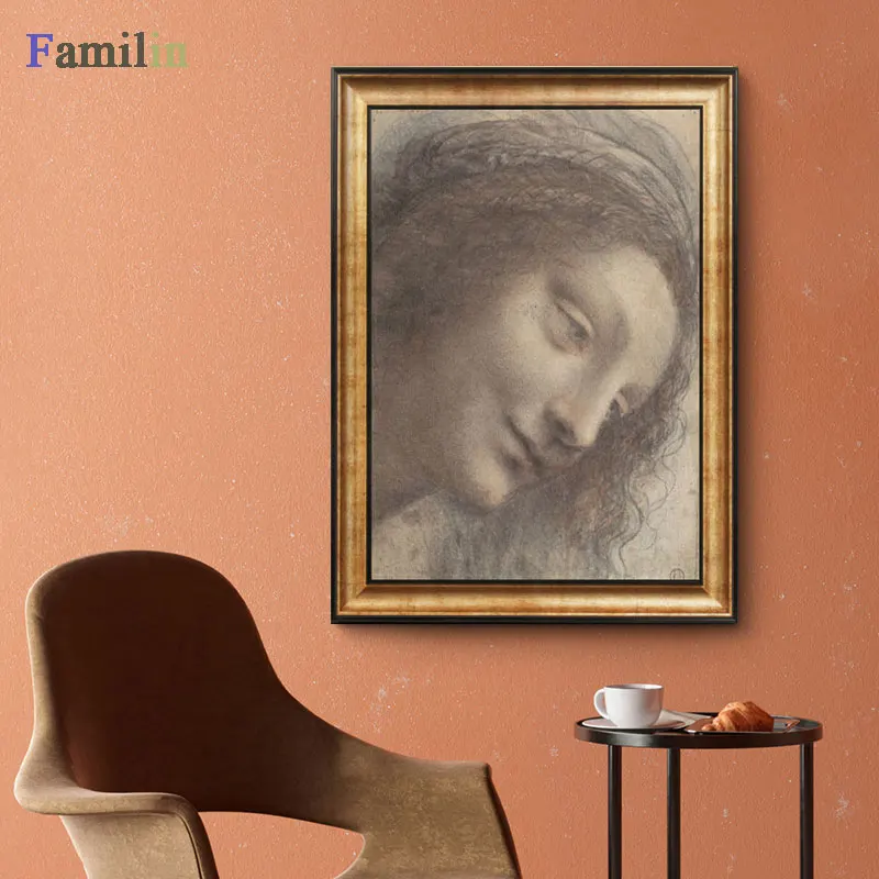 Светло-серый Leonardo Da Vinci-леди с Ermine холст печать постер, классические картины, плакаты на стену для гостиной домашний декор - Цвет: Светло-серый