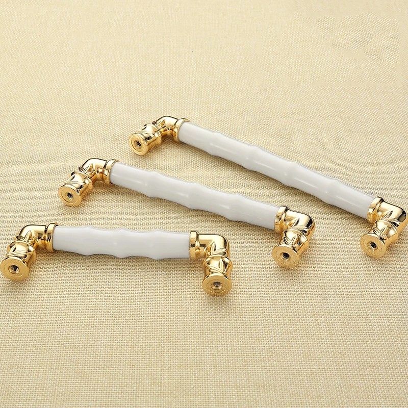 Европейский стиль золотые и белые мебельные ручки для шкафа элегантные