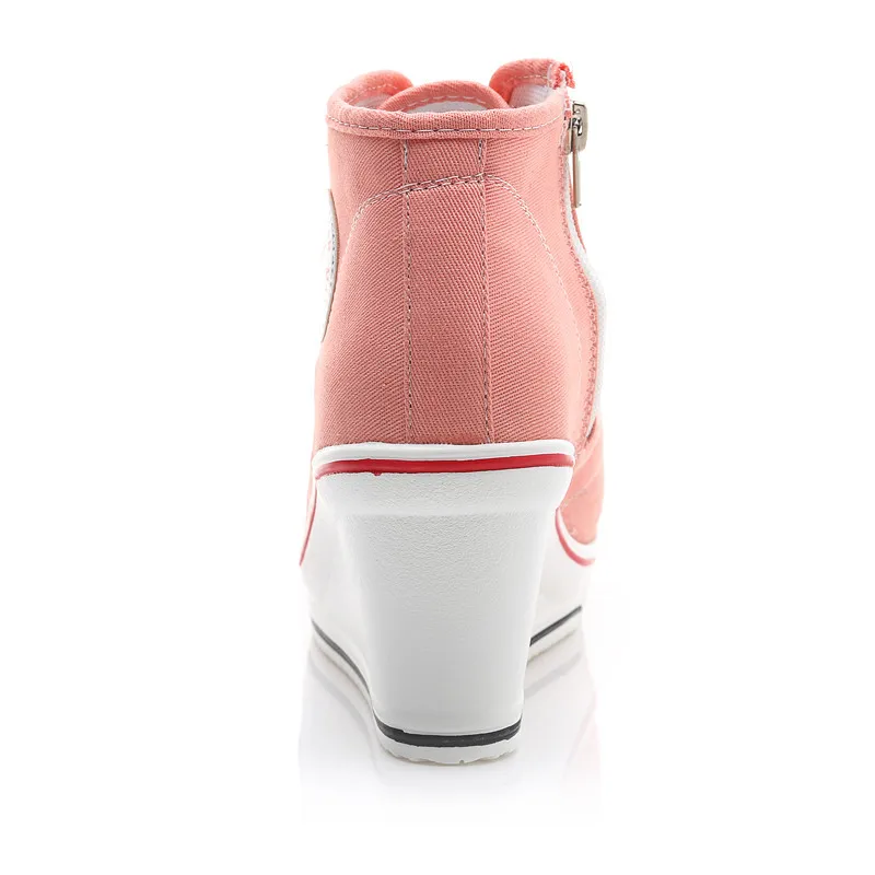 Женская модная парусиновая обувь на танкетке; кроссовки на платформе; спортивная обувь на каблуке; повседневная женская обувь со шнуровкой и открытым носком; большие размеры 41, 42, 43