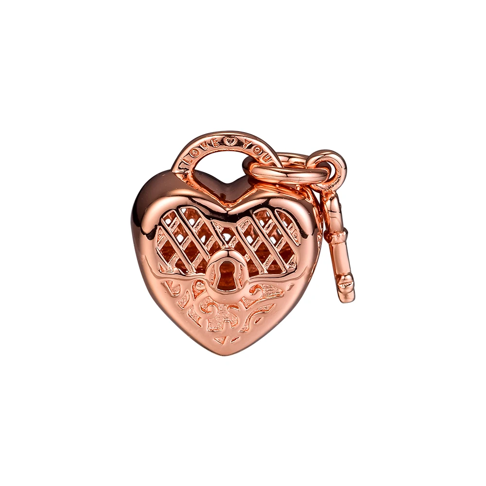 

CKK серебро 925 пробы, ювелирное изделие, подходит для браслета Pandora Love You Lock, очаровательные бусины из розового золота, Оригинальное изделие из стерлингового серебра