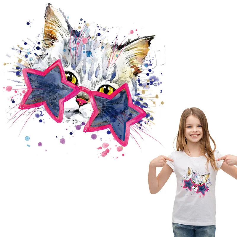 Популярные наклейки на одежду в виде кота большие солнцезащитные очки