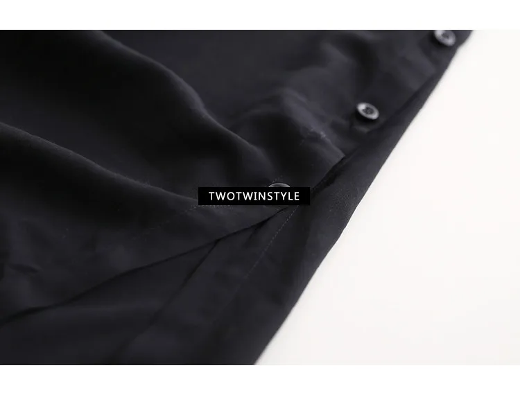 TWOTWINSTYLE Повседневное миди летнее платье Для женщин рубашка платья Женский Топ Блузка с длинными рукавами белого и черного цвета новинки в Корейском стиле больших размеров