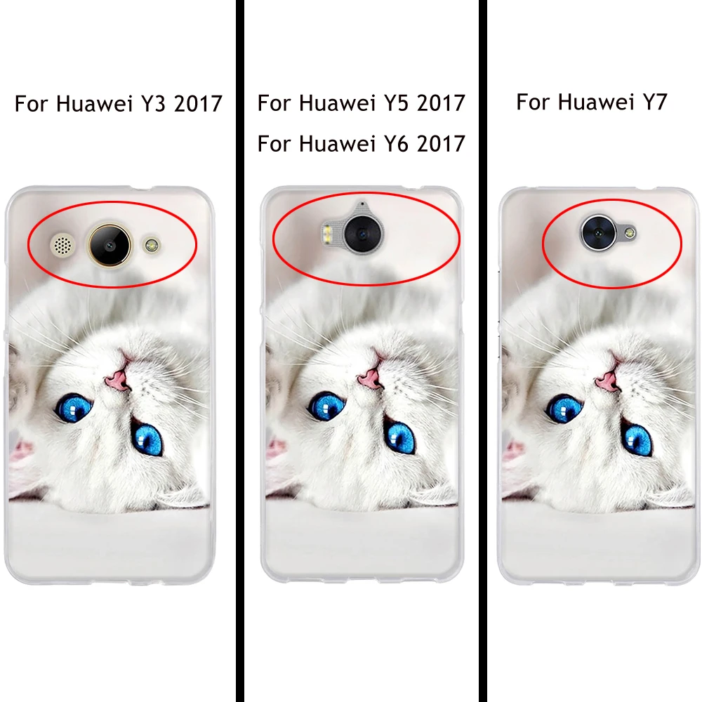 Для Huawei Y7 чехол для Y3 2017 / Y5 Y6 мягкий силиконовый 3D TPU Fundas Coque чехлы телефонов |
