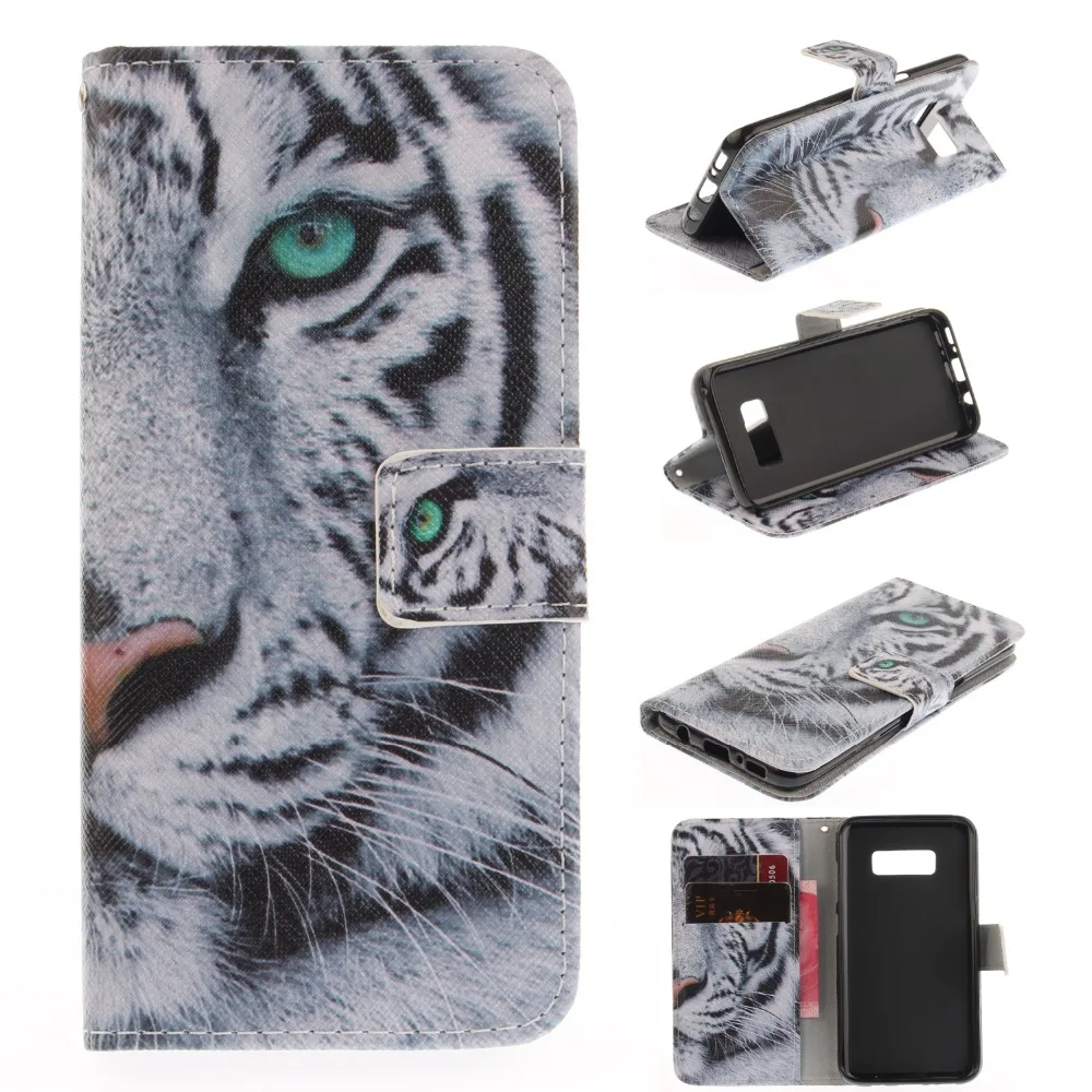 Чехол для Coque Samsung Galaxy S8 чехол Fundas Plus + сова цветок флип телефона из искусственной
