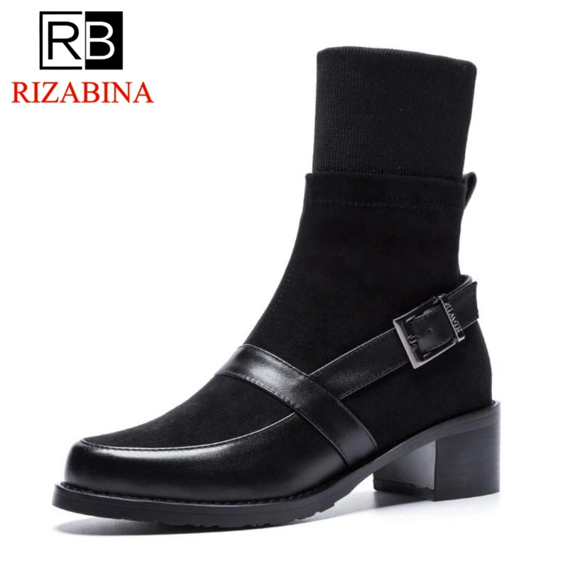 RizaBina/обувь женские ботинки на высоком каблуке до середины икры из натуральной