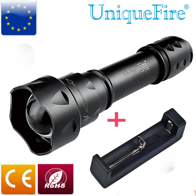 

UniqueFire UF-T20 Flashlight XR-E LED-3M+Charger Green Light Tactical Portable Waterproof Handheld Lamp For Camping Hiking
