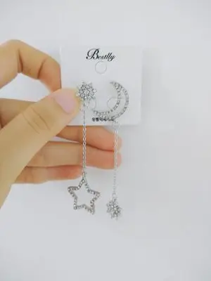 Серьги клипсы женские модные серьги звезда луна | Украшения и аксессуары