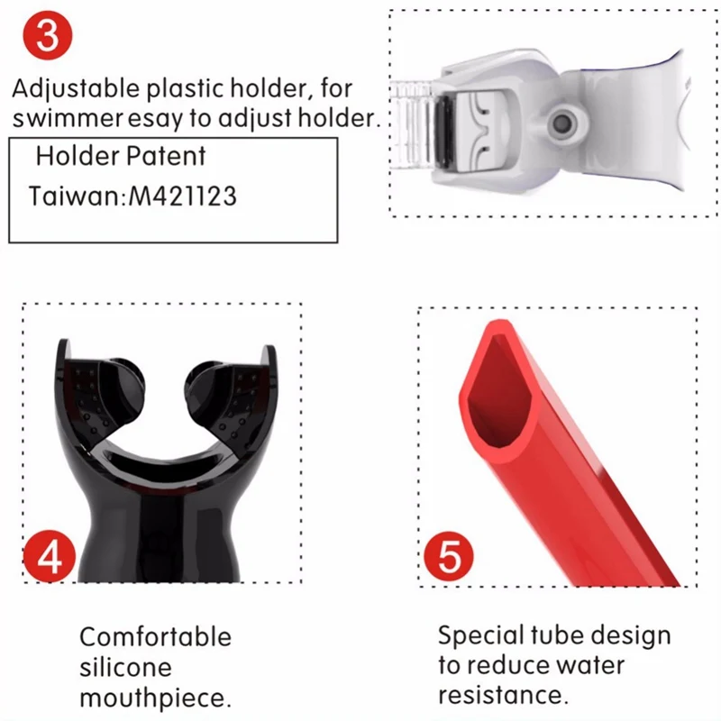 

Wet Breathing Tube Center Mount Silicone Mouthpiece One-way Valves Adjustable Diving Swimming Snorkeling Gear Swimwear
