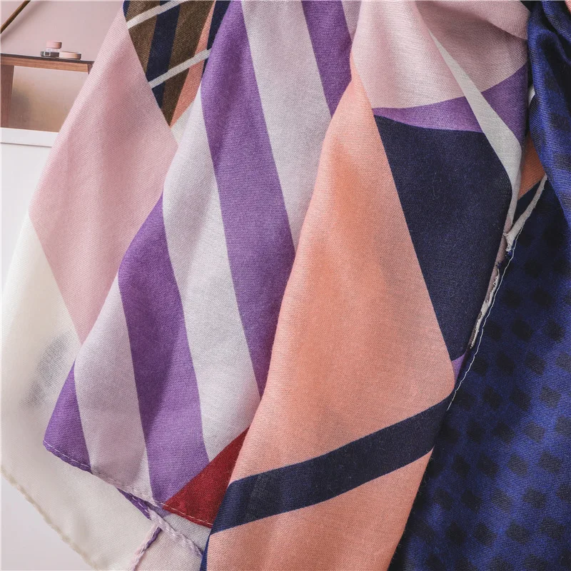 Женская шаль из вискозы с геометрическим рисунком в клетку шарф кисточками Шарф