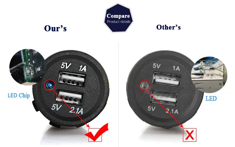 USB разъем сплиттер двойной автомобиль электронная сигарета зажигалка USB 12 В 2.1A 1A зарядное устройство мотоцикл USB выход адаптера питания штекер