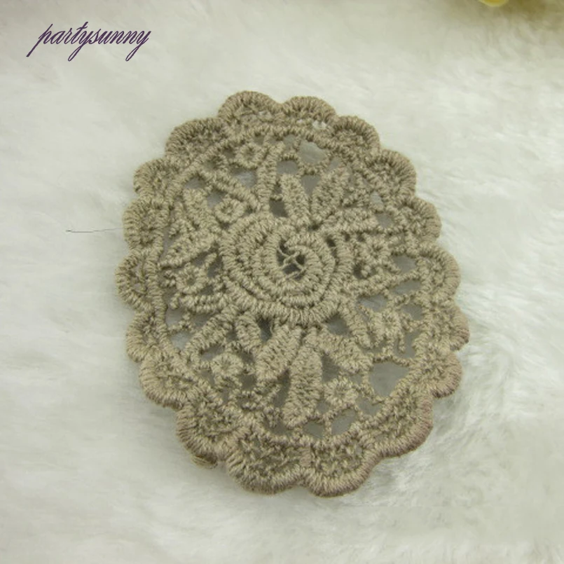 PF Овальный Гипюр Кружево Аппликация Водорастворимым Хлопка Кружевной Отделкой