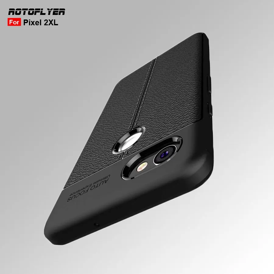 Мягкий силиконовый чехол для Google Pixel 2 XL с текстурой личи Классический Тонкий 2XL