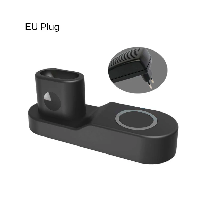 EU Plug W3 Беспроводная подставка для зарядного устройства 4 в 1 быстрая зарядная док-станция для iPhone X 10 для Apple Watch IWatch 1 2 3 для Apple Airpods Earpod - Цвет: EU Plug