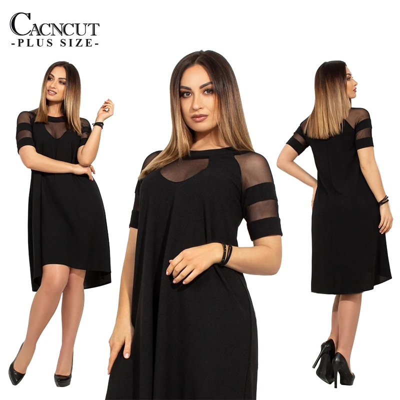 CACNCUT 5XL 6XL, женское летнее Повседневное платье размера плюс, свободное сексуальное Сетчатое платье большого размера, элегантные вечерние платья, одежда