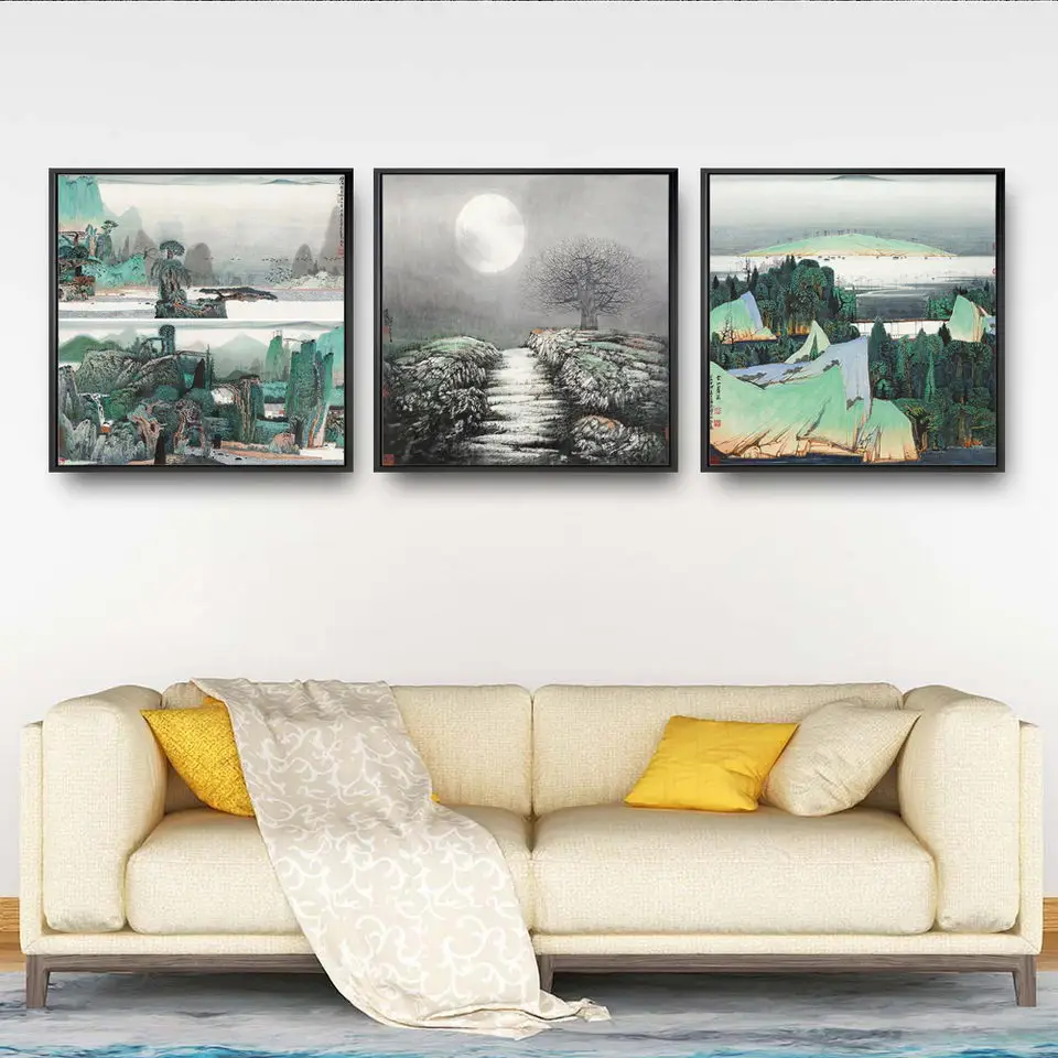 Home Decoration Painting Print Canvas Wall Art Pictures Square Poster Oil Unframed Drawings Xue Liang Mountains and rivers | Дом и сад