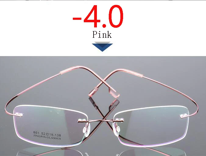 Myopia 400 Покрытие сверхэластичные бескаркасные очки для близорукости для мужчин и женщин без оправы Сверхлегкая оправа Очки для близорукости 100~ 400 градусов - Цвет оправы: Myopia 400