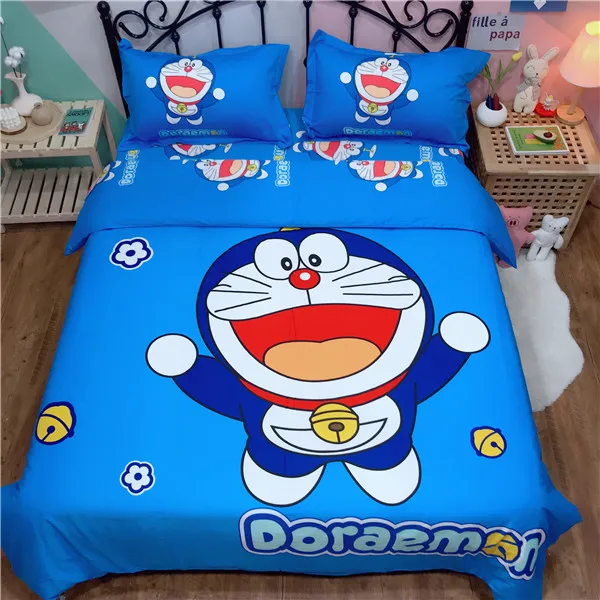 style2 Комплект постельного белья с рисунком Doraemon для мальчиков, хлопковое стеганное одеяло, милое пуховое одеяло с рисунком «Королева», милое постельное белье синего цвета для девочек - Цвет: style2