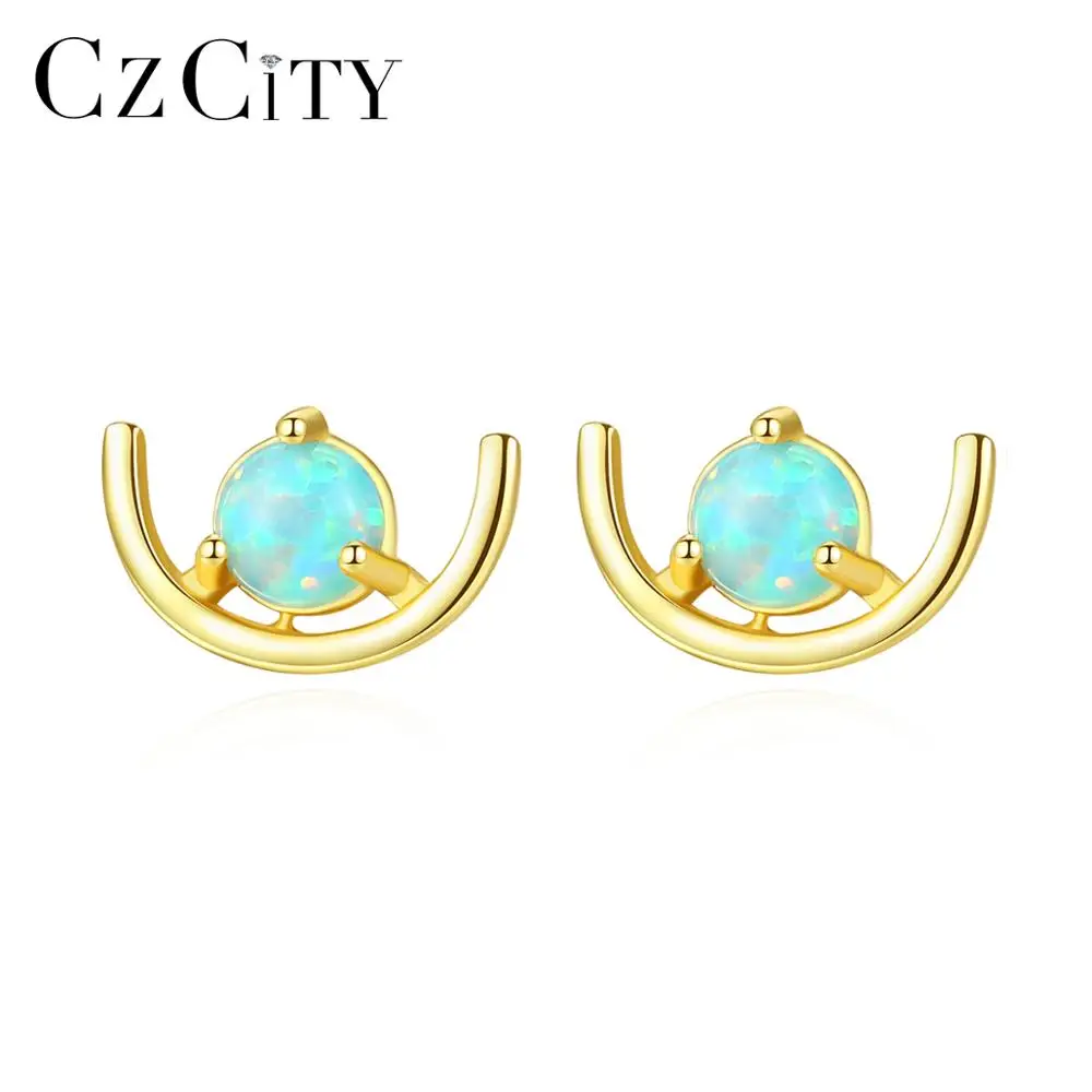 CZCITY зеленый розовый голубой огненный опал серьги со шпилькой для Для женщин 925