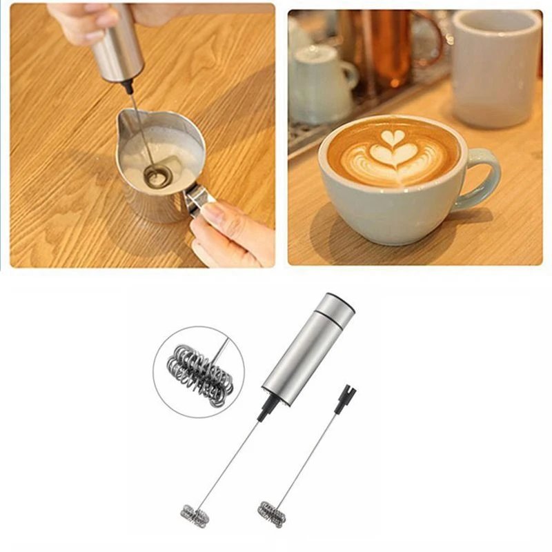 Electric Handheld Milk Frother Foamer Double Spring Whisk Head Agitator Blender Mixer Stirrer Coffee Maker Tool | Бытовая техника