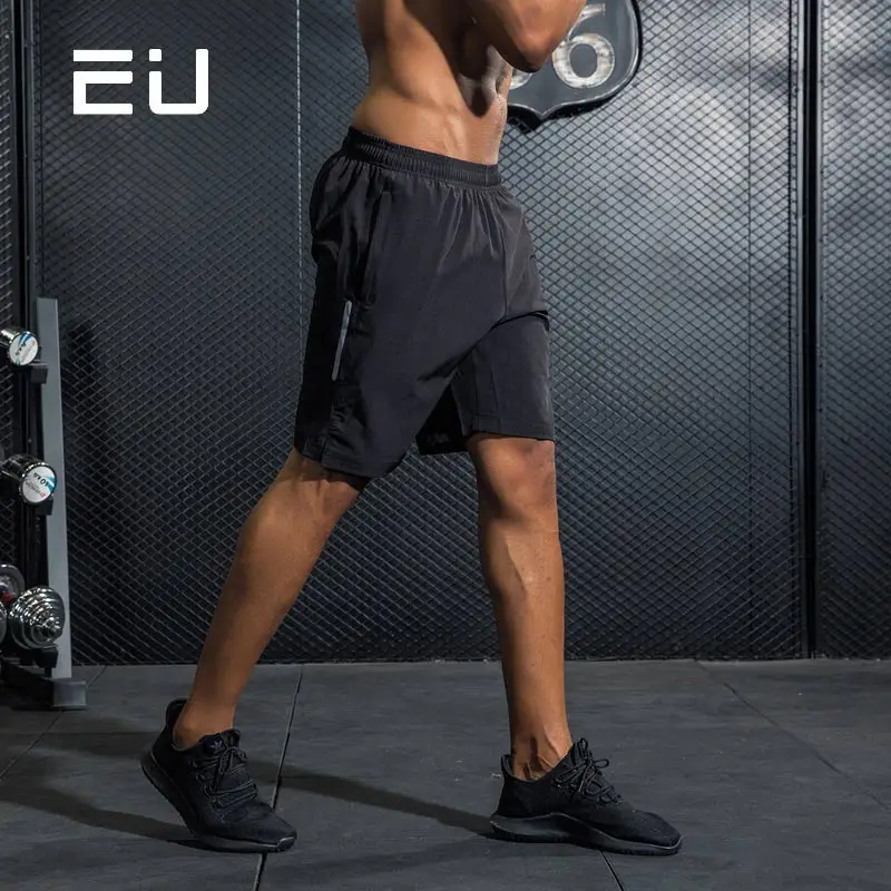 Black Shorts Европейский черный отражающий шорты для бега быстросохнущие мужские шорты для фитнеса бодибилдинга, спортивные шорты для бега - Цвет: Black Shorts