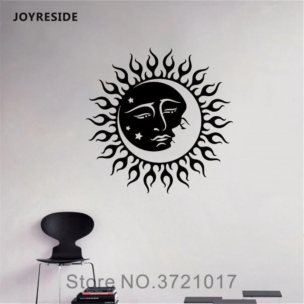 Joysebe этнические символ ночь звезда стены солнце и лунные стикеры виниловые