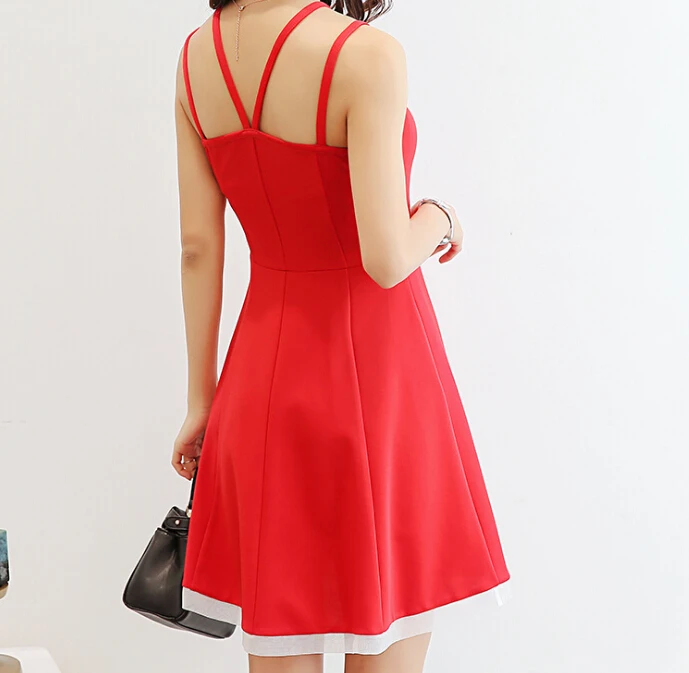Женское платье без рукавов на бретелях спагетти с вырезом лодочкой|sexy dress summer|dress
