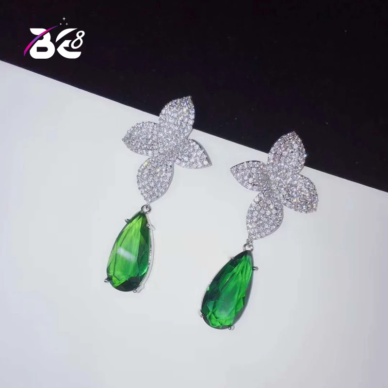 

Женские серьги-капельки Be 8, длинные серьги-капельки с кристаллами AAA и камнями в виде цветов, для свадебного показа, украшения для вечеринки,...