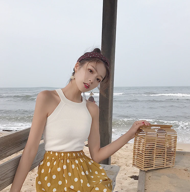 FTLZZ сексуальная майка пляжный Топ для женщин тонкая с вырезом открытыми плечами