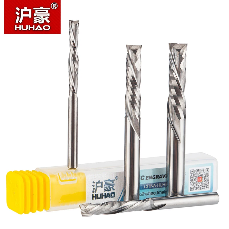 HUHAO 1pc Imported Material Two-flute Composite Milling Cutter Woodworking PVC MDF Clamp Board Straight | Инструменты