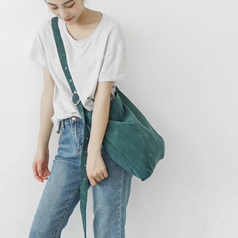 Утолщенная Вельветовая тканевая женская сумка на одно плечо с косой тесьмой