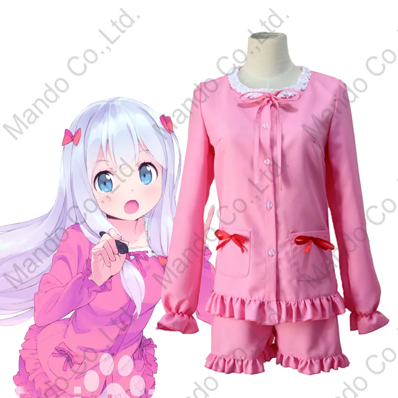 

Anime Eromanga-sensei Cosplay Costumes Izumi Sagiri Cosplay Sleep Dress Pink Cotton Full Set Nightdress