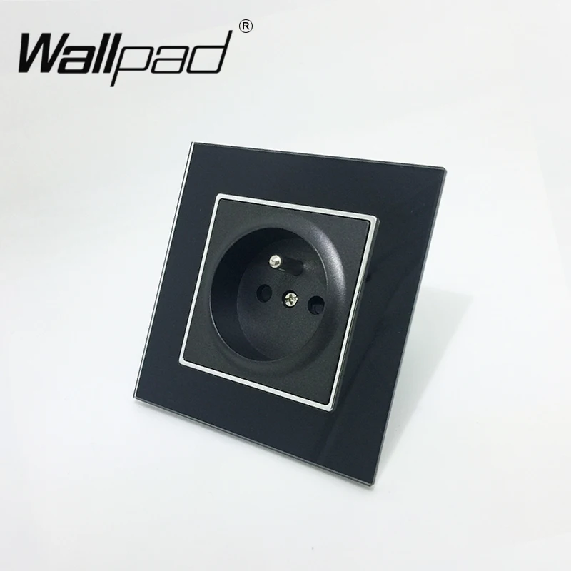 1 french socket Четырехместная французская розетка с круглым креплением в коробке, CE настенная панель, роскошный черный кристалл, стекло, 4 выхода, 16А, французская стандартная розетка с когтями - Тип: 1 french socket