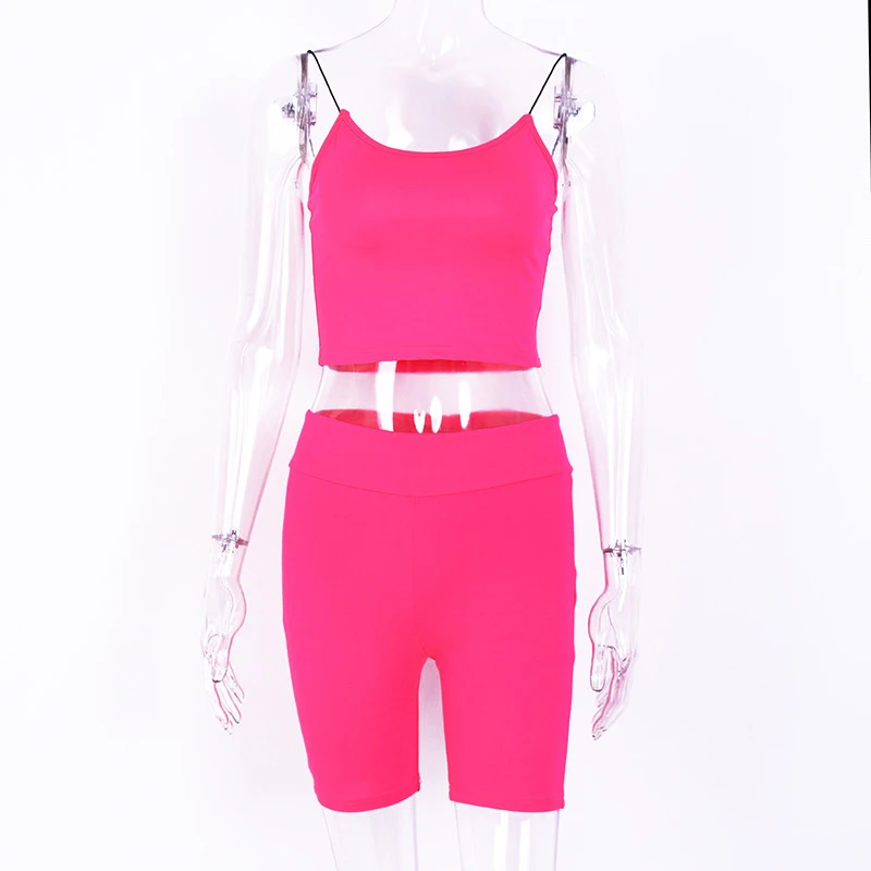 Женский костюм летние повседневные флуоресцентные спортивные лосины короткая