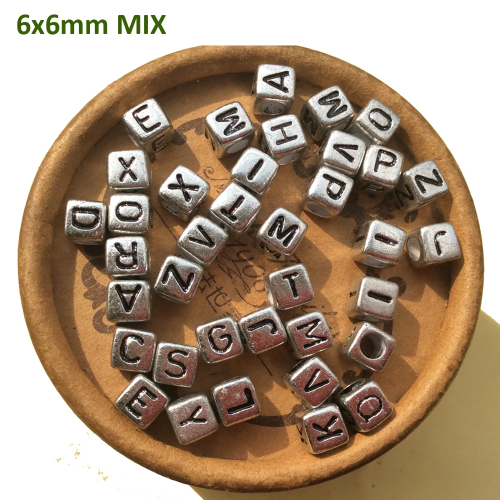 2600 шт 6 мм акриловый Серебряный letra r plateada Cube один Алфавит A B C D E F G I J K L M N O P Q R S T TO Z