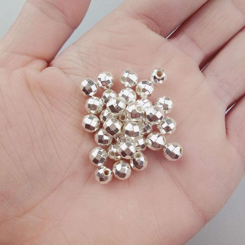

WLYeeS Faceted Round natural Hematite stone plating Silver Ball 2 4 5 6 8 10mm Loose beads for jewelry Necklace bracelet Making