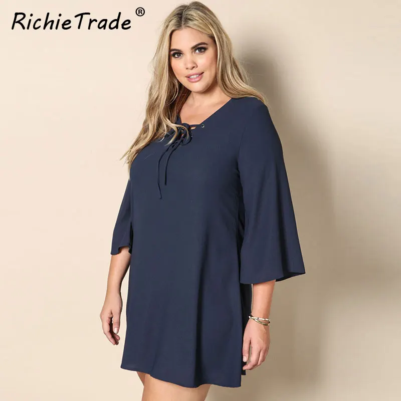 Женское платье на шнуровке RICHIETRADE повседневное свободное из шифона летнее