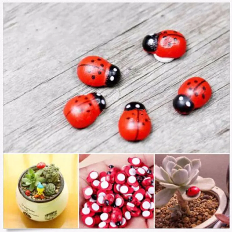 10 шт./компл. Мини мультфильм Coccinella septempipata ремесло миниатюрные украшения изделие из смолы «сделай сам» маленький садовый декор