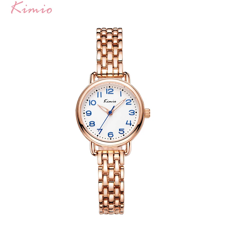 blue watch KIMIO для женщин браслет часы роскошные изысканные нержавеющая сталь женские часы розовое золото цвет платье наручные часы подарок с коробкой - Цвет: blue watch