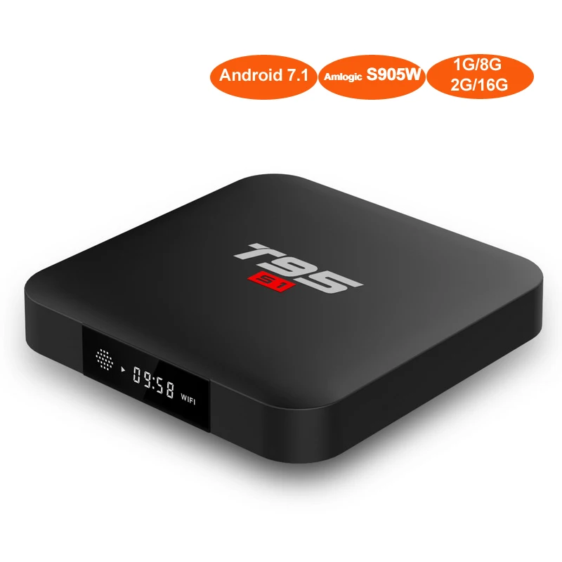 Оптовая продажа T95 S1 Android Smart TV Box голосовой пульт Quad Core 1G8G Мини ПК со светодиодным