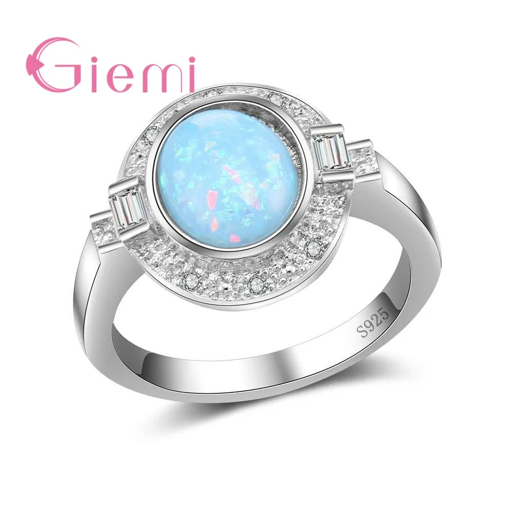 

Gorgeous Wedding Party Luxury Crystal Jewelry Fashion Fire Opal Rings for Women Super 925 Sterling Silver Brand Anillos