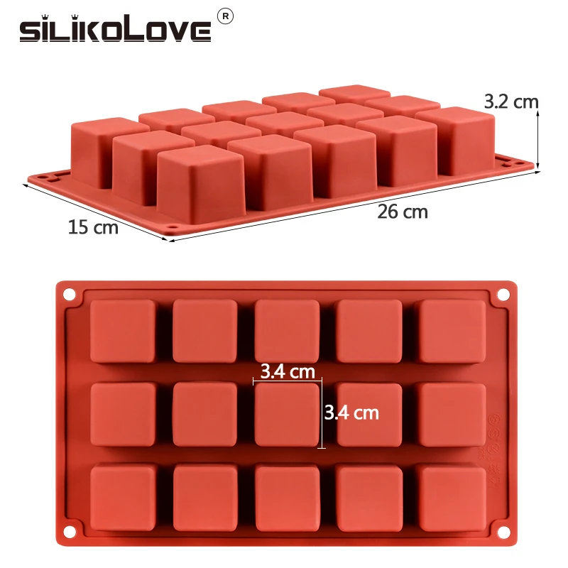 SILIKOLOVE 15Cavity Силиконовые Формы Кубик Антипригарным Десертные Кондитерские Формы Магический Кубик Сращивания Торт Площадь Брауни Формы Торт Для Выпечки