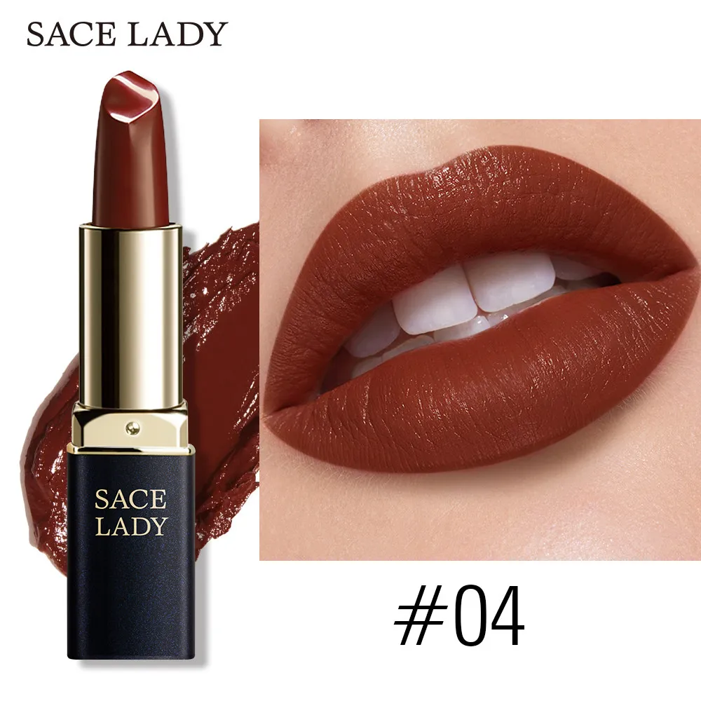 04 SACE LADY 18 цветов Шелковистые матовые Помада Макияж Водонепроницаемый телесный бархатная губная помада макияж Гладкая Высокая пигментированная текстура косметика - Цвет: 04