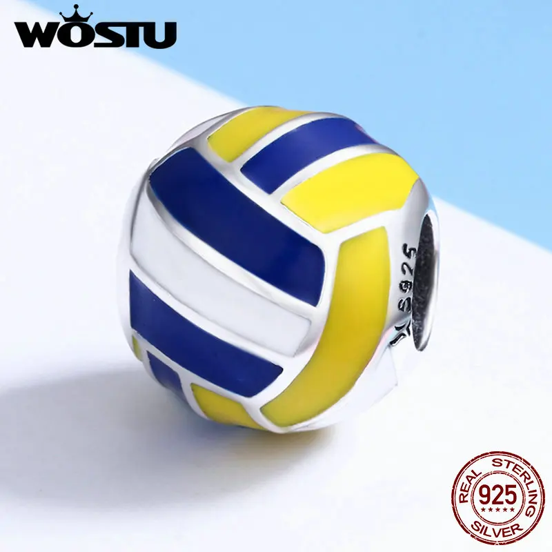 Браслет WOSTU CQC448 из 100% стерлингового серебра 925 пробы для волейбола любви спорта