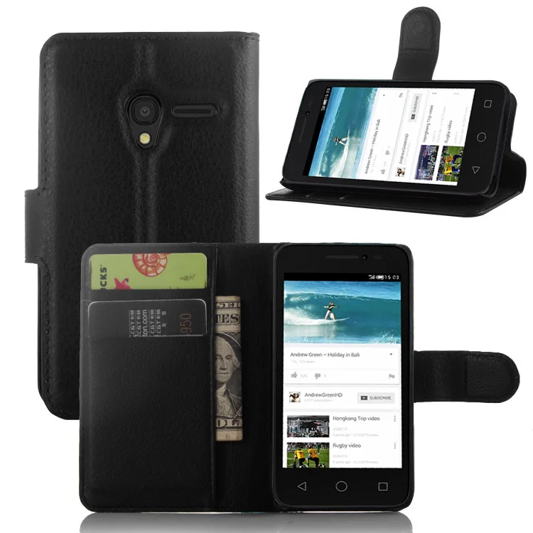 Кожаный бумажник стенд флип слот чехол для Alcatel One Touch Pixi 3 4.0 OT 4013 4013X 4013D К|phone two sim
