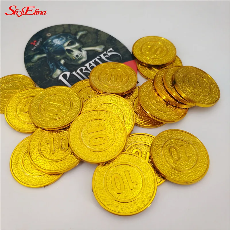 50/100 шт 2 8 см Европейский Испания Doubloon Золотая монета капитан Игрушка пирата