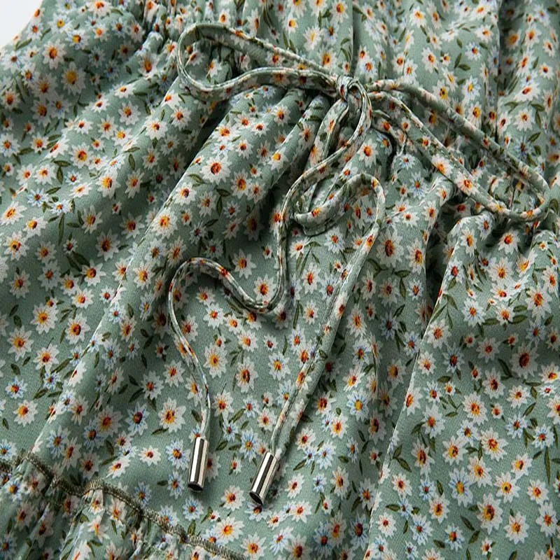 New Sleeveless Sling Dress small fresh broken flowers V neck Chiffon mid-length dress Popular beach Women 2019 Summer | Женская одежда